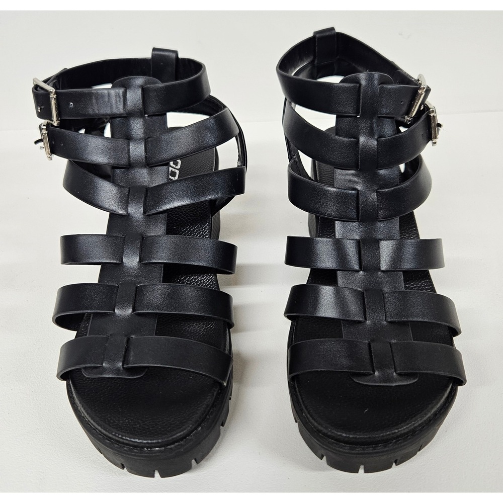 Soda Womens Black Gladiator Multi Strap Lug Sole Platform Block Heel Sandals 7